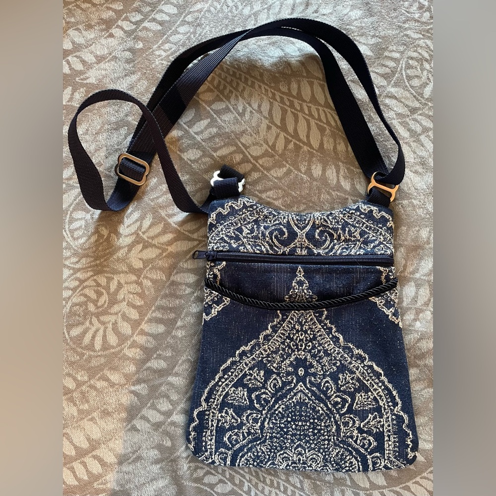 Lovely Navy and Cream Women's Crossbody Bag